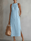 Ginevra | Vestido maxi halter com detalhes vazados