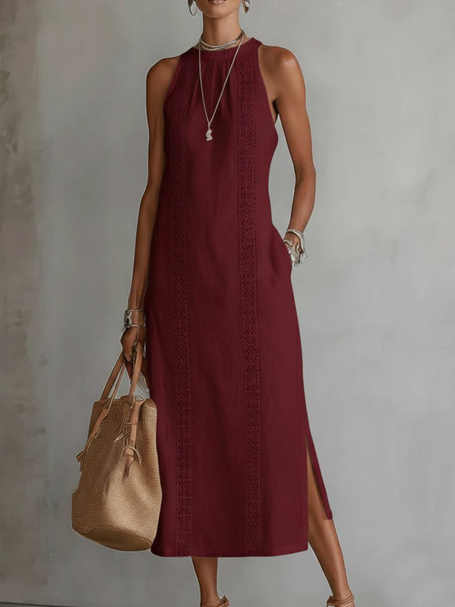 Ginevra | Vestido maxi halter com detalhes vazados