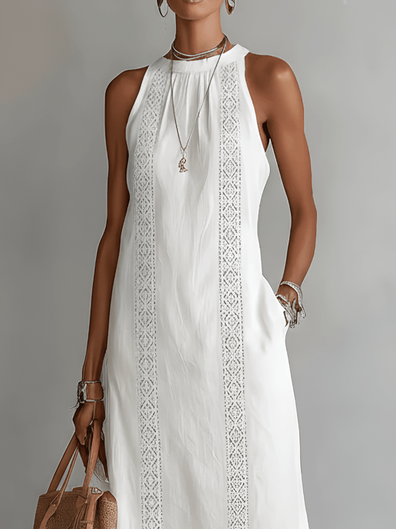 Ginevra | Vestido maxi halter com detalhes vazados