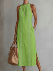 Ginevra | Vestido maxi halter com detalhes vazados