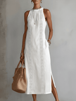 Ginevra | Vestido maxi halter com detalhes vazados