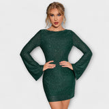 Vestido de lantejoulas costas abertas feminino