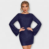 Vestido de lantejoulas costas abertas feminino