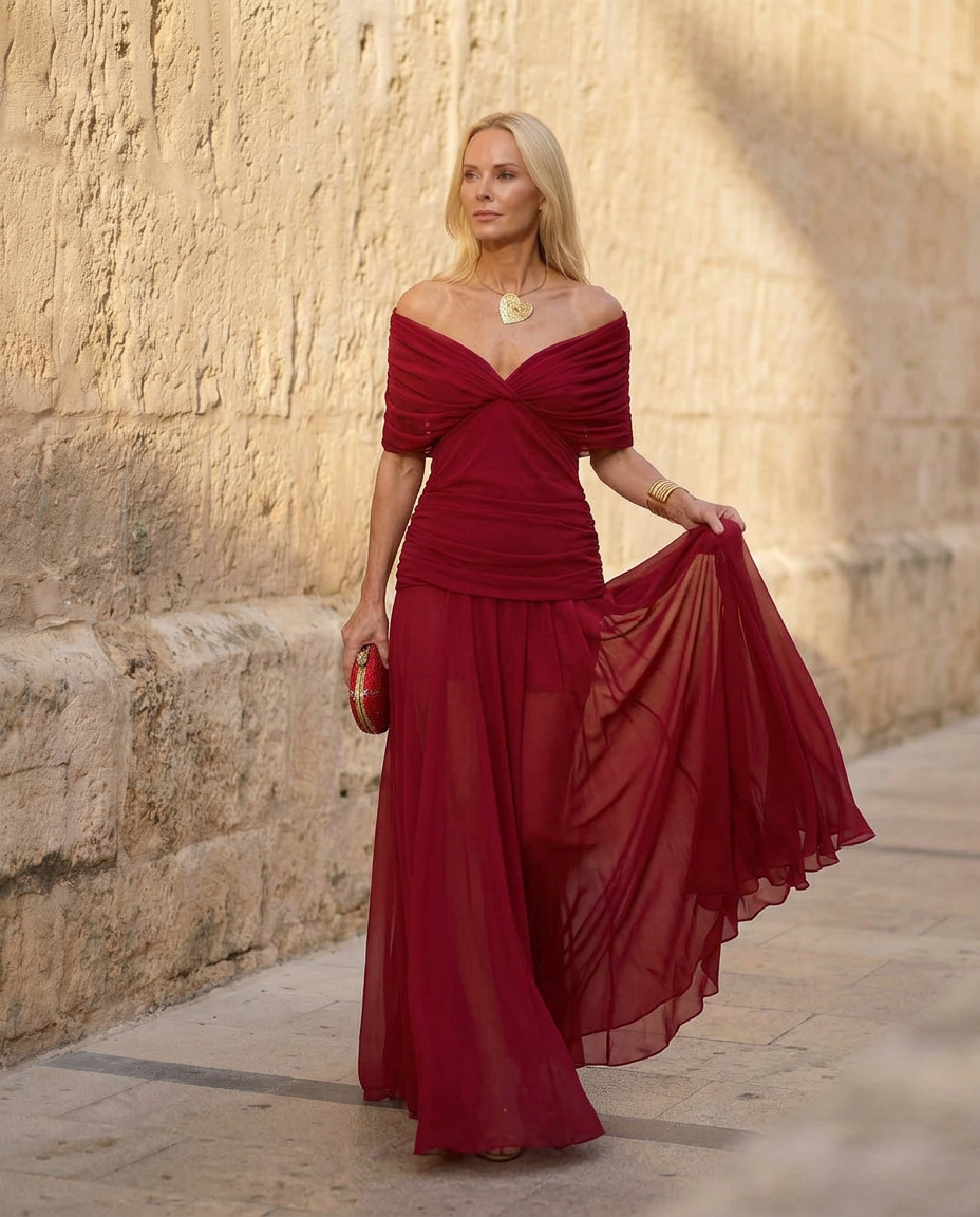 Camila | Vestido Midi Floral de Ombros Descobertos