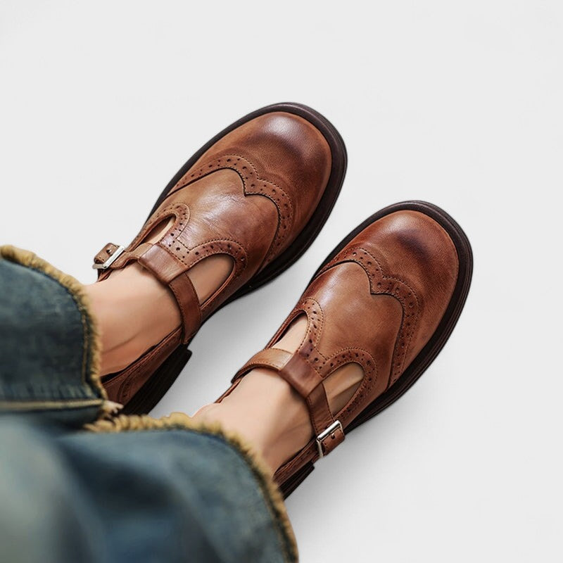 Sapatos Mary Janes Premium em Couro feminino