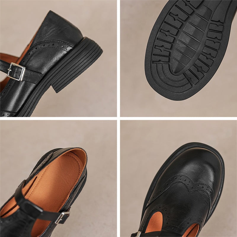 Sapatos Mary Janes Premium em Couro feminino