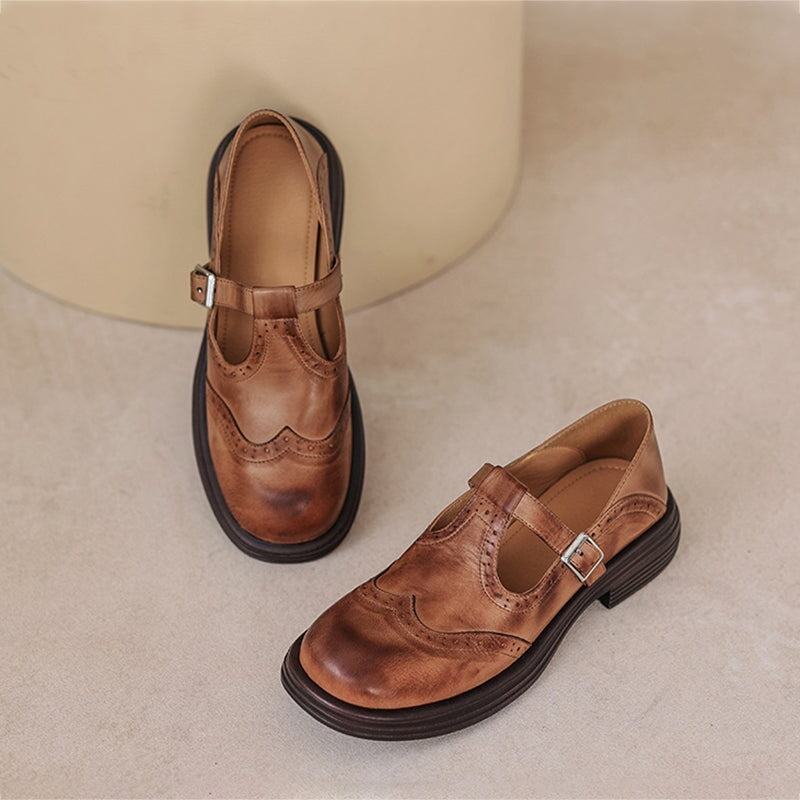 Sapatos Mary Janes Premium em Couro feminino