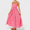 Vestido comprido às riscas feminino