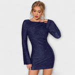 Vestido de lantejoulas costas abertas feminino