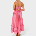 Vestido comprido às riscas feminino