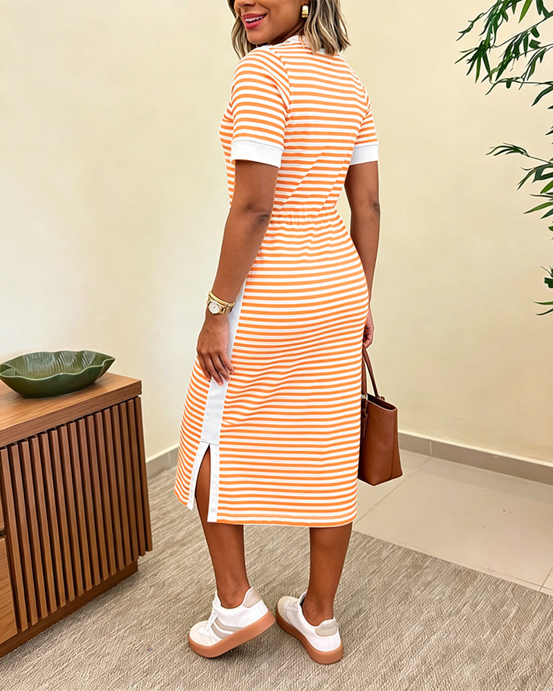 Lívia | Vestido Midi de Inspiração Náutica
