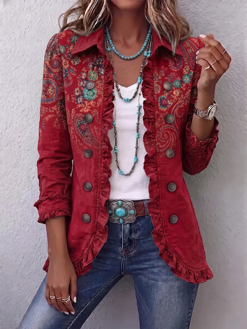 Diana | Casaco paisley boho com folhos