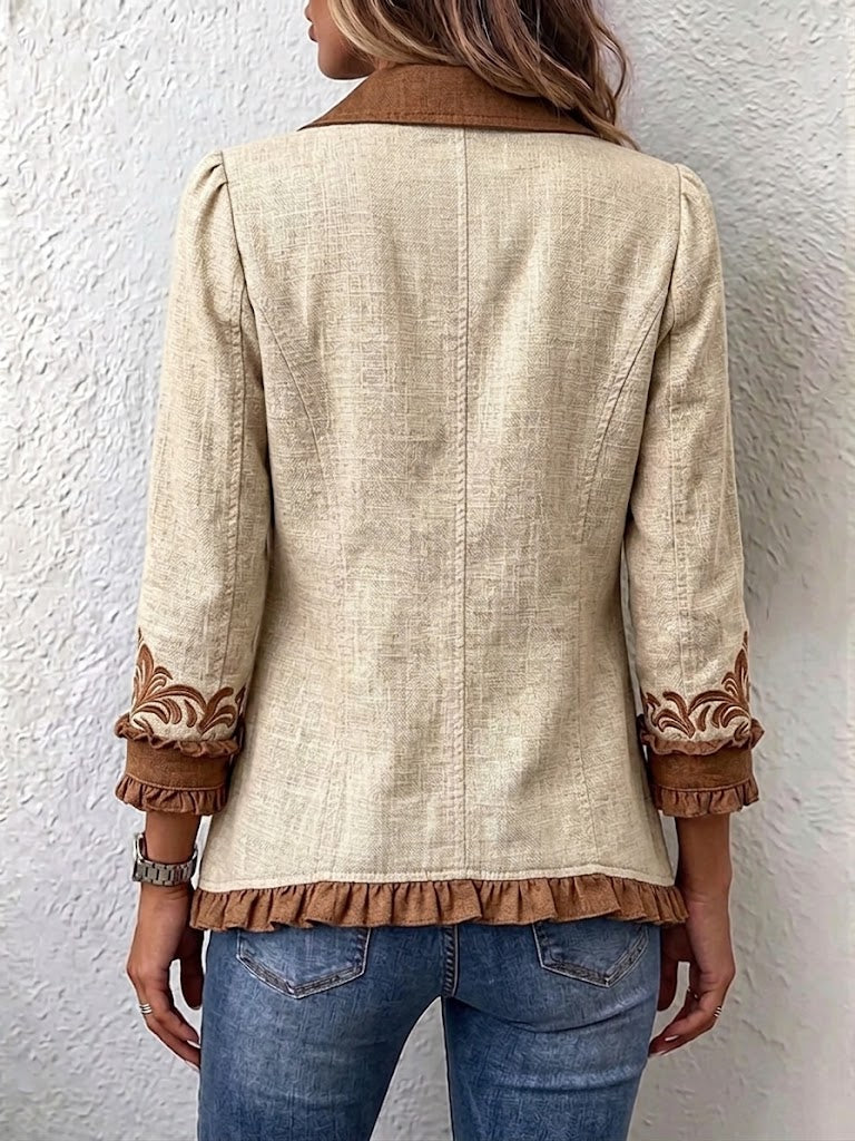 Natália | Casaco floral boho com folhos