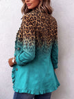 Elisa | Blazer leopardo turquesa com folhos