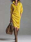 Íria | Vestido midi canelado de corte descontraído