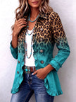Elisa | Blazer leopardo turquesa com folhos