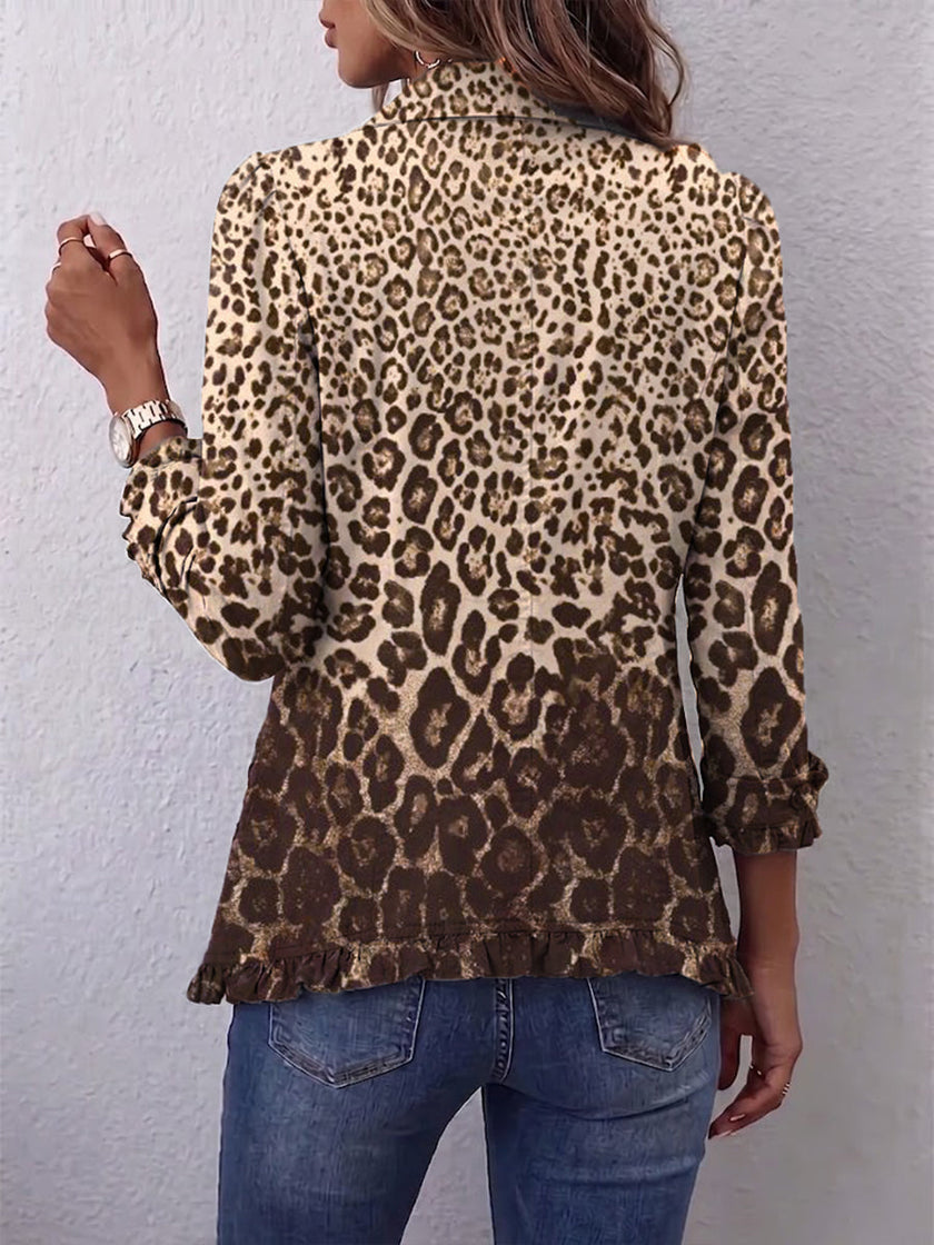 Filipa | Casaco leopardo degradê com folhos