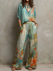 Maira | Conjunto floral com calças largas
