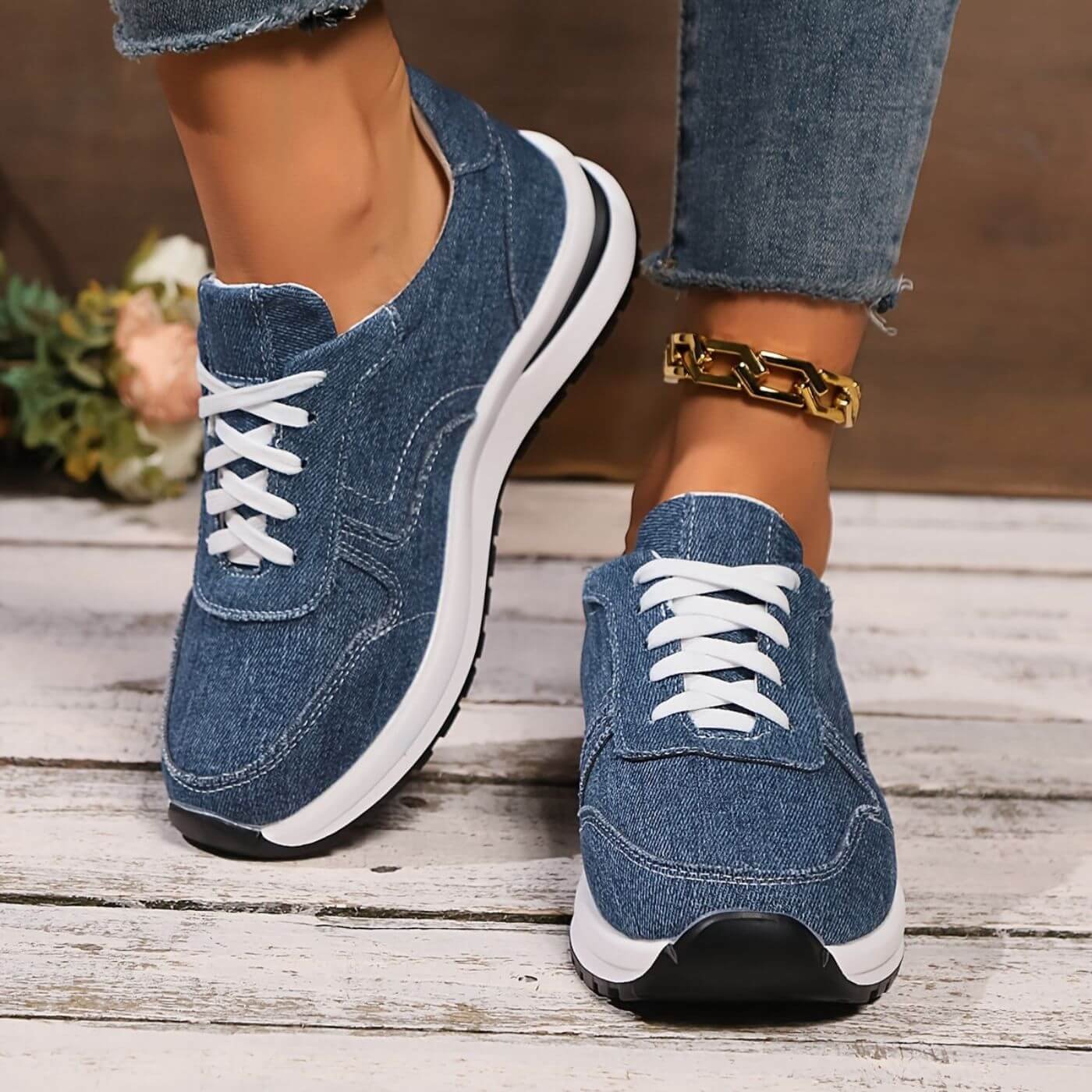Ténis Liora Denim -  Leves e Ortopédicos