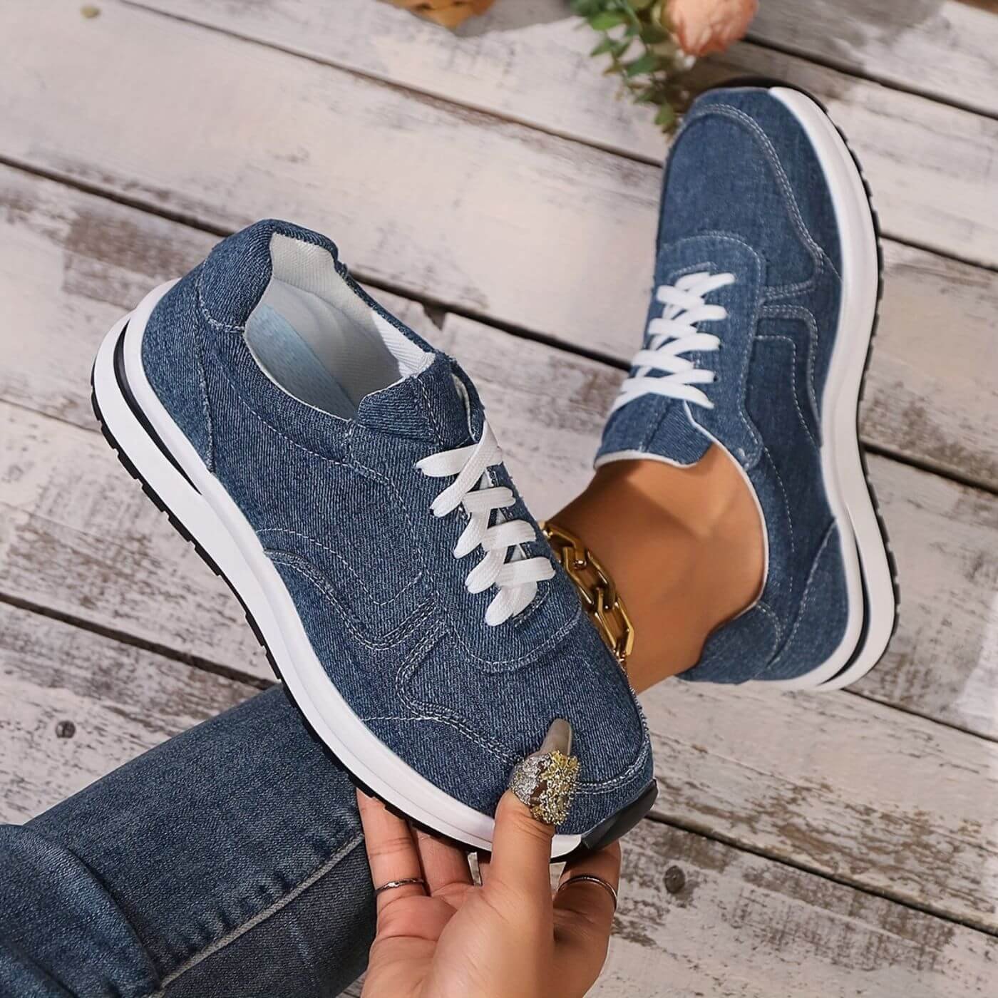 Ténis Liora Denim -  Leves e Ortopédicos