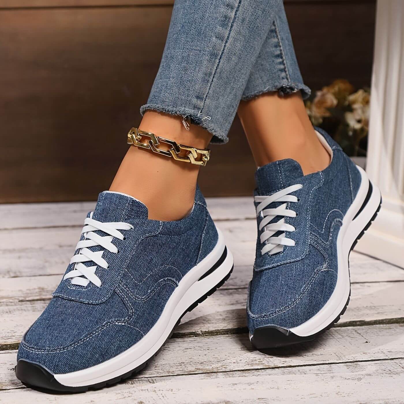 Ténis Liora Denim -  Leves e Ortopédicos