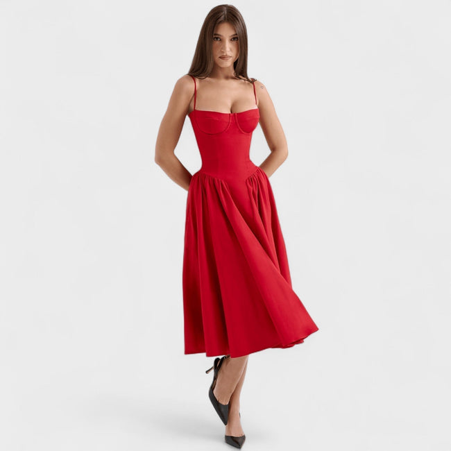O vestido com corset feminino