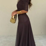 Selene - Vestido Longo Plissado Ombro Único