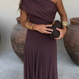 Selene - Vestido Longo Plissado Ombro Único