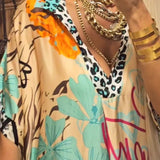 Rosário - Vestido elegante de mangas curtas e decote em V