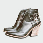 Botins de couro retro feminino