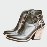 Botins de couro retro feminino