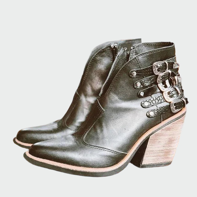 Botins de couro retro feminino