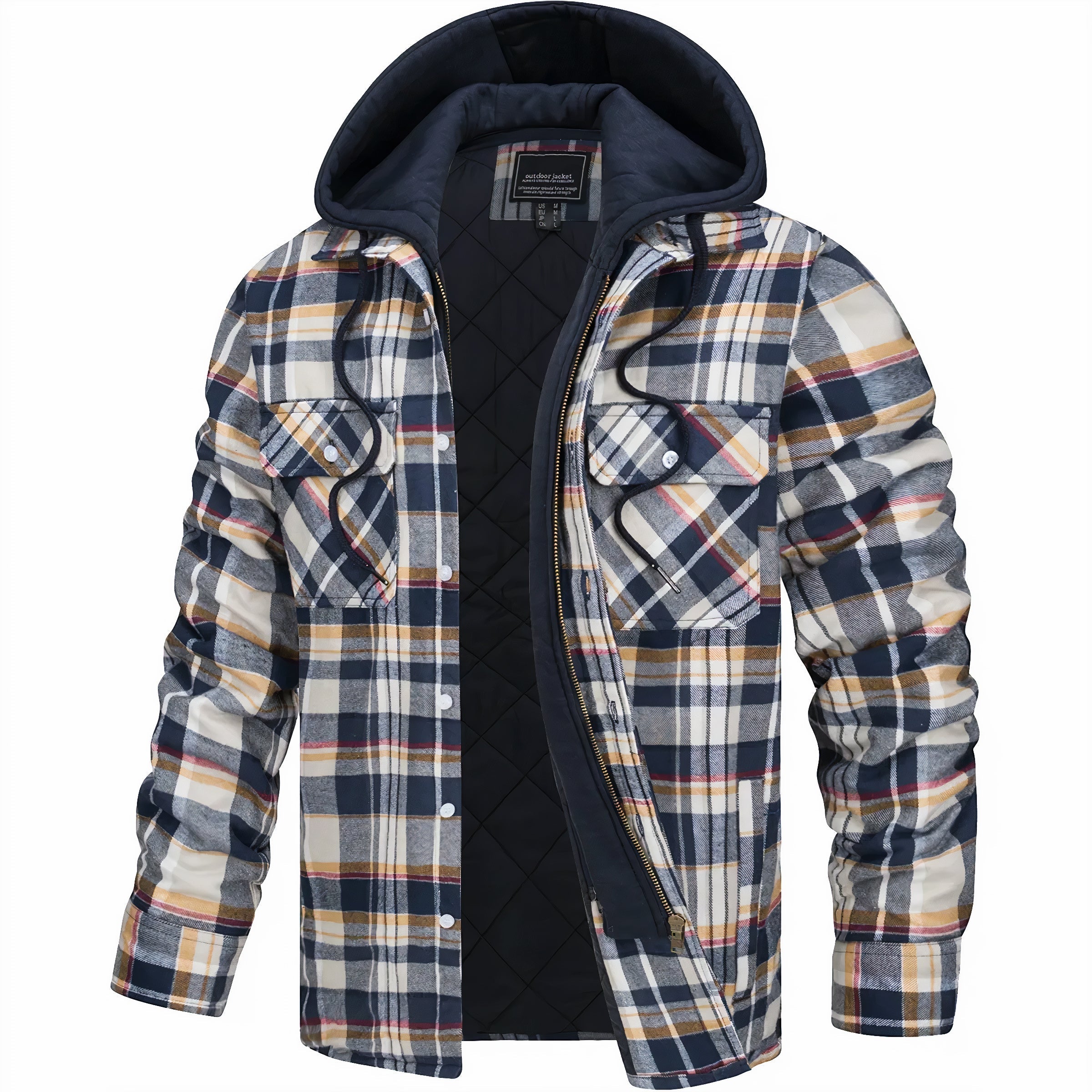 Casaco xadrez com fecho masculino