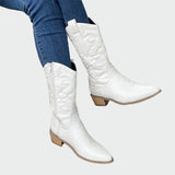 Botins de cowboy metálicos feminino