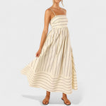 Vestido comprido às riscas feminino