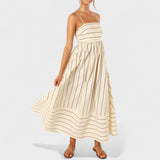 Vestido comprido às riscas feminino